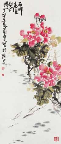 曹简楼 丁卯（1978年）作 花卉 立轴
